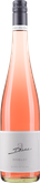 Eine elegante Flasche Roséwein mit einem schwarzen Schraubverschluss und einem stilvollen Etikett in sanften Farben.
