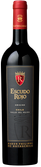 Eine elegante Flasche Rotwein mit einem roten Kapselverschluss und goldenen Details, die den Namen 'Escudo Rojo' trägt.
