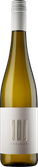 Die Flasche zeigt einen klaren, goldenen Wein und ein schlichtes Design mit drei vertikalen Linien auf dem Etikett.