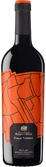 Ein stilvoller Rotwein in einer Flasche mit einem einzigartigen, grafischen Etikett, das die Aufmerksamkeit auf sich zieht.