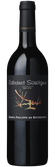 Eine elegante Flasche Cabernet Sauvignon mit einem schwarzen Etikett und goldenen Akzenten, die den Namen Rothschild trägt.