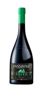 Ein stilvolles Design mit einer dunklen Flasche und einem grünen Deckel, das die alte Birne als Hauptzutat der Spirituose präsentiert.
