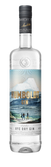 Eine elegante Flasche Humboldt Gin mit einem kunstvollen Etikett, das eine Berglandschaft und wandernde Figuren zeigt.