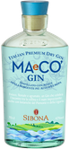 Eine elegante Flasche italienischen Gins mit blauer Kappe und floralen Motiven, die die Natur widerspiegelt.