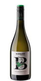 Chardonnay von Emil Bauer in einer schlanken Flasche, die durch ihr minimalistisches Etikett und den grünen Korken besticht.