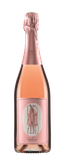 Eine Flasche alkoholfreier Rosé-Sekt mit einem eleganten, roséfarbenen Etikett und einer glänzenden Kapsel.
