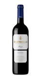Eine elegante Flasche Montecillo Rioja Reserva mit einem blauen Korken und einem stilvollen Etikett, das Tradition und Qualität ausstrahlt.