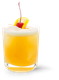 Ein Cocktail mit einer schaumigen Oberseite, serviert in einem Glas, verziert mit einer Kirsche und einer gelben Zitronenscheibe.