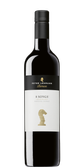 Eine elegante Flasche Barossa Shiraz mit einem schwarzen Korken und einem goldenen Schachfigur-Design auf dem Etikett.