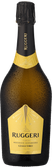 Eine elegante Flasche Ruggeri Prosecco mit goldener Kapsel und auffälligem Etikett, die für festliche Anlässe geeignet ist.