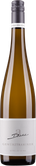 Eine elegante Flasche Gewürztraminer mit einem schlichten, modernen Etikett und einem schwarzen Schraubverschluss.