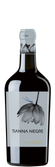 Die Flasche 'Tianna Negre' zeigt ein kunstvolles Design mit einer Blüte und einer blauen Libelle auf dem Etikett.
