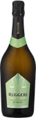 Die Flasche Ruggeri Quartese Prosecco zeigt ein modernes Design mit einem stilvollen, grünen Etikett und einer schimmernden Oberfläche.