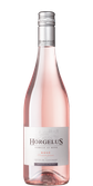 Eine Flasche Horgelus Roséwein aus den Côtes de Gascogne, elegant in einem zarten Rosaton mit einem stilvollen Etikett.