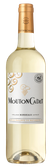 Eine elegante Flasche Mouton Cadet Weißwein mit goldener Kapsel und kunstvollem Etikett, ideal für besondere Anlässe.