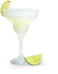 Ein erfrischender Margarita-Cocktail in einem eleganten Glas, garniert mit einer Limettenscheibe und Salzrand.