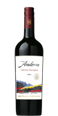Ein hochwertiger chilenischer Rotwein, Anderra Cabernet Sauvignon, in einer eleganten Flasche mit einem einzigartigen, farbenfrohen Etikett.