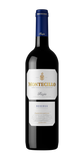 Eine elegante Flasche Montecillo Rioja Reserva mit einem blauen Korken und einem stilvollen Etikett, das Tradition und Qualität ausstrahlt.