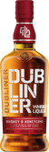 Eine moderne Likörflasche mit bordeauxroter Kapsel und markantem Etikett in Bordeaux, Weiß und Gold. Das auffällige „DUBLINER“-Design verleiht der Flasche eine zeitgemäße und charakterstarke Optik.
