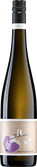 Ein modernes Flaschenlayout für Weißburgunder, das durch die Kombination von klaren Linien und einem blumigen Etikett auffällt.