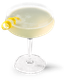 Das Cocktailglas zeigt ein erfrischendes, helles Getränk, das mit einer dekorativen Zitronenschale für einen fruchtigen Akzent versehen ist.