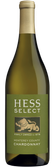 Eine elegante Flasche Hess Select Chardonnay mit goldener Kapsel und grünem Etikett, die den Löwen des Weinguts zeigt.