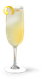 Ein stilvolles Getränk in einem hohen Glas, das mit einer Zitronenschale verziert ist, strahlt Frische und Eleganz aus.