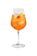  Erfrischender oranger Cocktail in elegantem Glas mit Eiswürfeln präsentiert