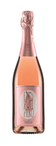Eine Flasche alkoholfreier Rosé-Sekt mit einem eleganten, roséfarbenen Etikett und einer glänzenden Kapsel.