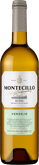 Die Flasche zeigt den Namen Montecillo und die Herkunft Rueda, umgeben von einem goldenen Etikett.