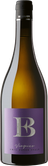 Die Flasche zeigt ein schlichtes, modernes Etikett in Violett mit einem großen silbernen Buchstaben „B“ als zentrales Gestaltungselement. Darunter stehen der Schriftzug „Viognier“ sowie „Emil Bauer Pfalz“, während am Flaschenhals zusätzlich der Name „Emil Bauer“ zu sehen ist.