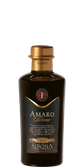 Die Flasche Amaro Sibona zeigt ein stilvolles Design mit einem schwarzen Etikett und goldenen Akzenten, ideal für Genießer.