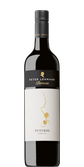 Die Flasche des Peter Lehmann Shiraz hebt sich durch ihr modernes Design und die goldene Schrift auf dem Etikett hervor.