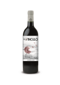 Die Flasche 'El Vínculo' aus dem Jahr 2015 präsentiert ein künstlerisches Etikett mit einer Mohnblume in sepiafarbenem Design.