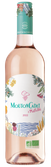 Die Flasche Mouton Cadet Rosé 2022 zeigt ein kreatives Etikett mit bunten Blumen und einem stilisierten Schaf-Logo.