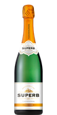 Die Flasche des trockenen Sekts 'SUPERB' zeigt ein ansprechendes Design mit einem historischen Motiv auf dem Etikett.