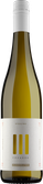 Eine Flasche alkoholfreier Riesling mit einem eleganten, minimalistischen Etikett in sanften Farben und klaren Linien.