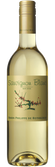 Eine Flasche Sauvignon Blanc mit einem goldenen Korken und einem eleganten Etikett, das die Herkunft und den Hersteller zeigt.