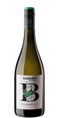 Chardonnay von Emil Bauer in einer schlanken Flasche, die durch ihr minimalistisches Etikett und den grünen Korken besticht.