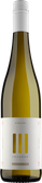 Eine Flasche alkoholfreier Riesling mit einem eleganten, minimalistischen Etikett in sanften Farben und klaren Linien.