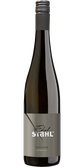 Eine elegante Flasche Silvaner Wein mit einem modernen Etikett, das den Namen 'Edel Stahl' in stilvollem Design zeigt.