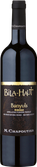 Eine hochwertige Weinflasche mit einem schwarzen Etikett, das den Namen „Bila-Haut“, die Bezeichnung „Banyuls Rimage“ und das Weingut „M. Chapoutier“ trägt. Goldfarbene Schrift und ein dezentes ornamentales Motiv verleihen dem Etikett eine klassische und hochwertige Anmutung.