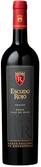 Eine elegante Flasche Rotwein mit einem roten Kapselverschluss und goldenen Details, die den Namen 'Escudo Rojo' trägt.