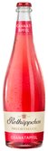 Die Flasche mit Granatapfel Fruchtsecco zeigt eine lebendige, rote Farbe und ist mit frischen Wassertropfen überzogen.