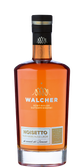 Eine elegante Flasche mit dem Namen 'Walcher' und dem Aufdruck 'Noisetto Rum-Haselnuss-Likör' in leuchtendem Orange.