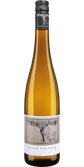 Eine elegante Flasche Grauer Burgunder mit einem kunstvollen Etikett, das eine Weinrebe und einen Fuchs zeigt.