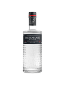Eine elegante Flasche mit dem Namen 'The Botanist' zeigt eine klare Flüssigkeit und kunstvolle Gravuren auf der Oberfläche.