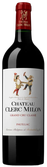 Die Flasche Château Clerc Milon zeigt ein kunstvolles Etikett mit tanzenden Figuren, das die Tradition und Eleganz des Weins verkörpert.