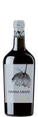 Die Flasche 'Tianna Negre' zeigt ein kunstvolles Design mit einer Blüte und einer blauen Libelle auf dem Etikett.