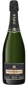 Eine elegante Flasche Piper-Heidsieck Champagner aus dem Jahr 2012, mit einem glänzenden schwarzen Korken und goldenen Akzenten.